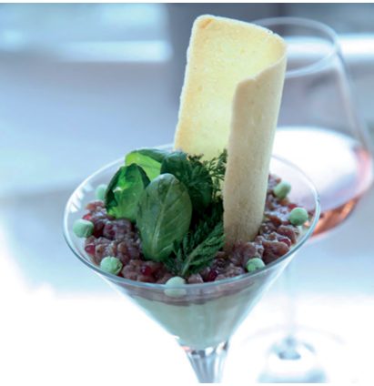 « No Sushi » : Wagyu salé et maturé au foin, riz crémeux et soufflé au gras de Wagyu, par Laurent Lemal